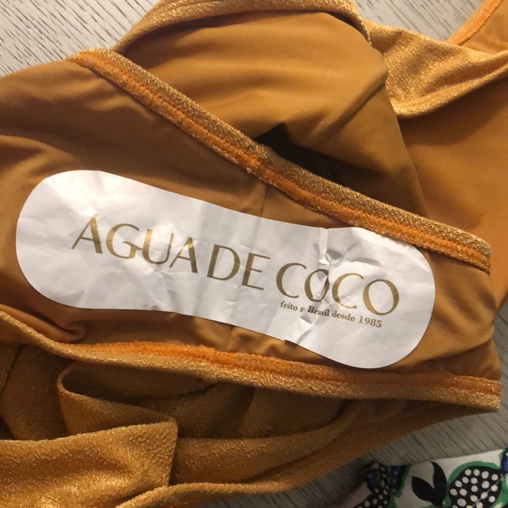 AGUA DE COCO Orange Apricot Criss Crossed With Hoop Strappy One Piece Size M - Picture 6 of 8